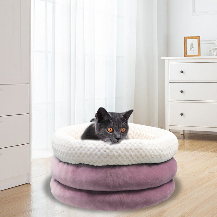 The Ultimate Comfort for Your Furry Friend: Semi-closed Round Ice Velvet Pet Sleep Bed