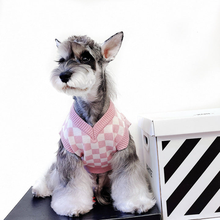Unleash Your Pet's Style with Our Pet Girly Cute Checkerboard Vest Sweater