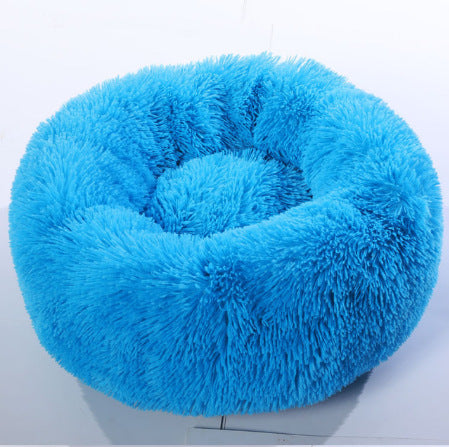 Experience Ultimate Comfort with the Pure Color Comfortable Round Plush Winter Pet Bed