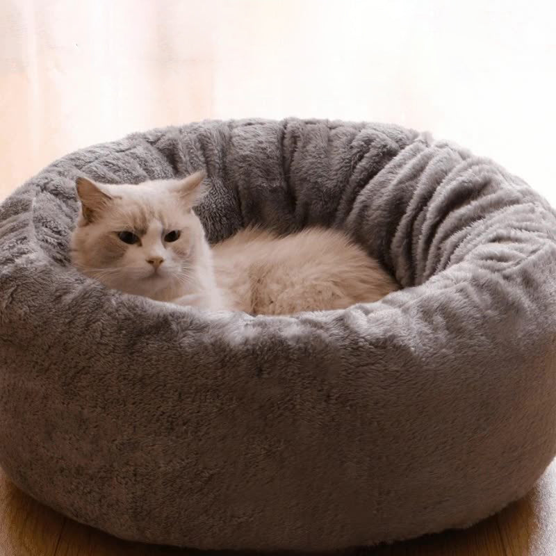 Long Plush Donut Round Pet Bed