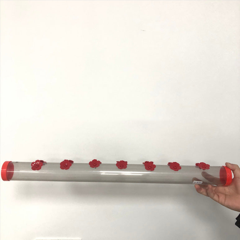 Hanging Long Tube With Flowers Bird Feeder