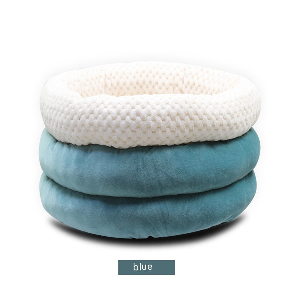 Semi-closed Round Ice Velvet Pet Sleep Bed
