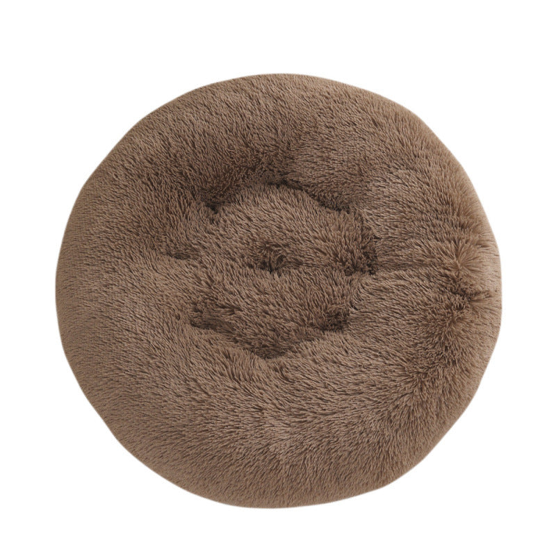 Round Pet Plush Warm Sleep Bed