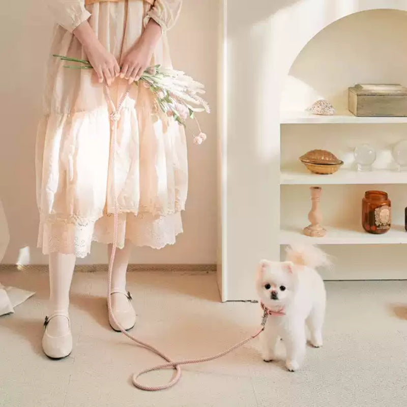 Dog Leather Hand Holding Rope Leash