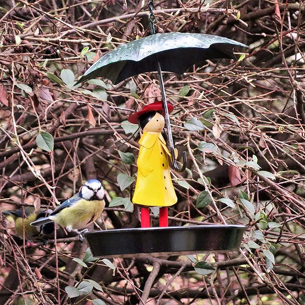 Umbrella Little Girl Bird Feeder